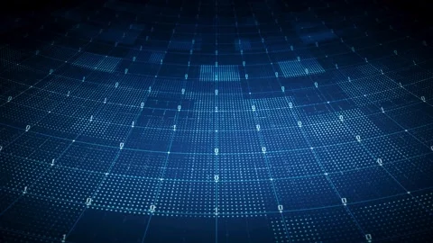 Flowing blue Plexus terrain waves. Grid, mesh of dots and lines. Stock Footage 334024674