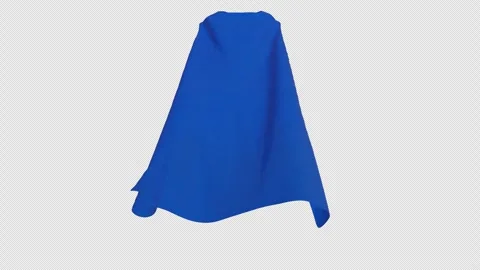 Flowing Blue Super Hero Cape With Alpha Channel Stock Footage 342984744