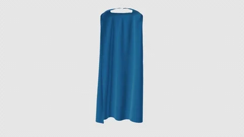 Flowing Blue Super Hero Cape With Alpha Channel 스톡 동영상 343881913