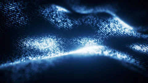 Flowing blue wave particles background, 3d rendering. Stock Footage 341306919