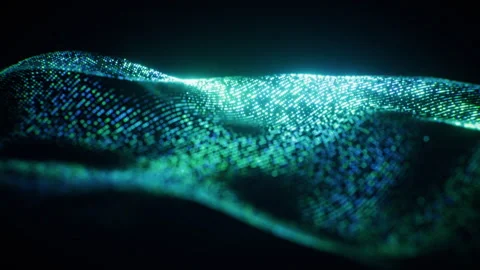 Flowing blue wave particles background, 3d rendering. Stock Footage 341307555