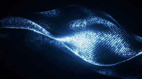 Flowing blue wave particles background, 3d rendering. Stock Footage 341308328
