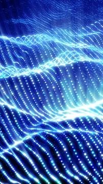 Flowing blue waves made of countless glowing dots creating a luminous and d.. Stock Photos