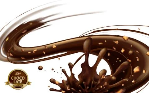 Flowing chocolate sauce with nuts Stock-Illustration