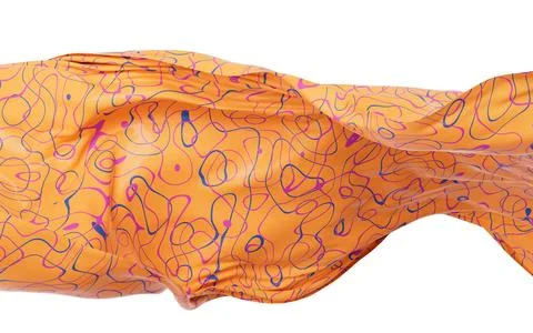 Flowing cloth with abstract wave pattern, 3d rendering. Stock Illustration