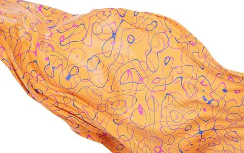 Flowing cloth with abstract wave pattern, 3d rendering. Stock Illustration