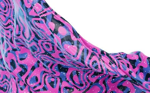 Flowing cloth with abstract wave pattern, 3d rendering. Stock Illustration