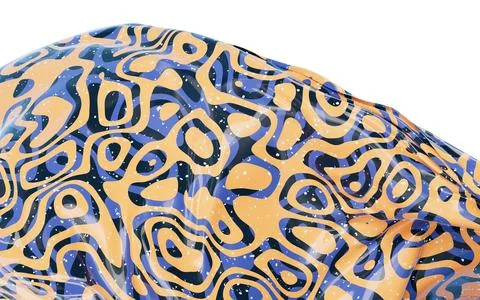 Flowing cloth with abstract wave pattern, 3d rendering. Stock Illustration