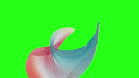 Flowing cloth, gradient wave silk with green screen background, 3d rendering. Stock Footage 148285419