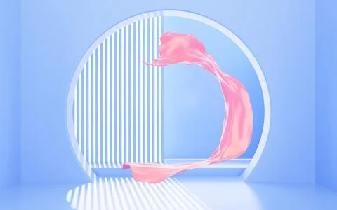 Flowing cloth material with interior geometric architecture, 3d rendering. Stock Illustration