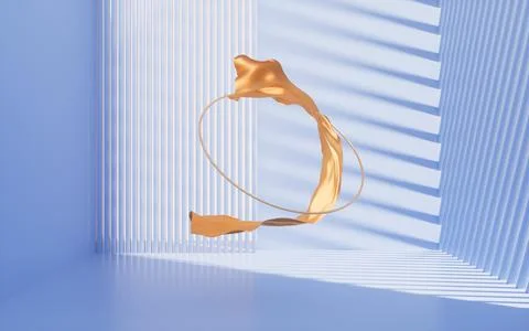 Flowing cloth material with interior geometric architecture, 3d rendering. Ilustración de archivo