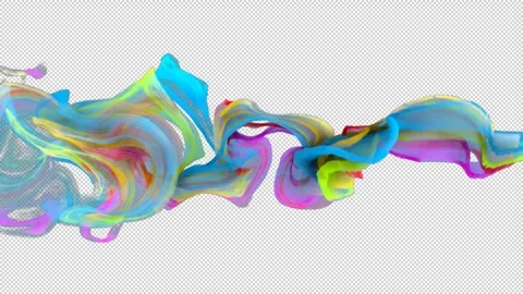 Flowing colorful waves with moving particles colorful smoke explosion in slo Stock Footage 314280463