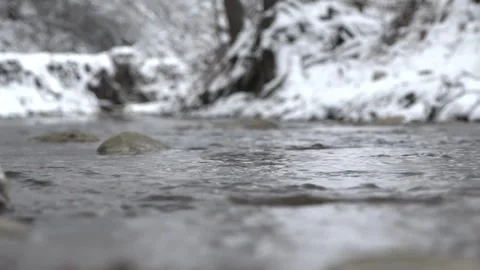 Flowing creek at winter Stock Footage 262167196