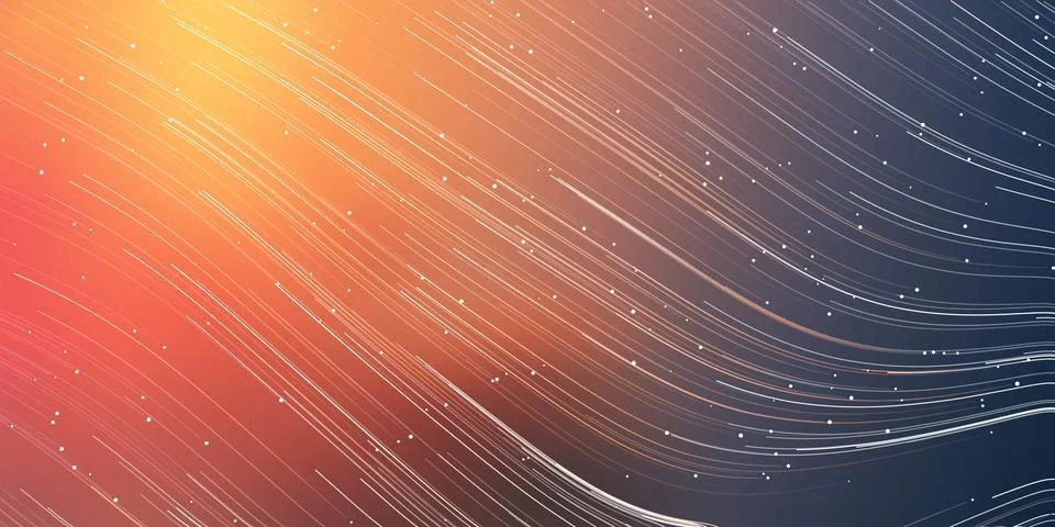 Flowing Current, Energy Lines Pattern in Glowing Sunlit Space and Starry Sk.. Stockillustratie