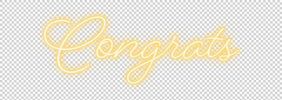 Flowing cursive Congrats text is floating on transparent canvas with yellow fill Stock Illustration