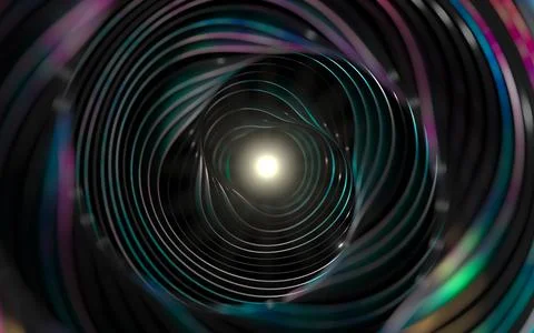 Flowing curves with black background, 3d rendering. Stock Illustration