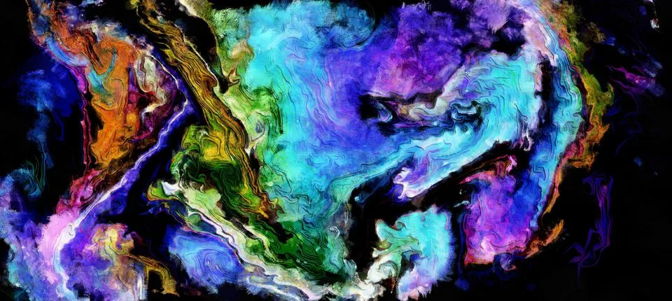 Flowing digital abstract fluid patterns - painterly style watercolor bright acry Illustrazione stock