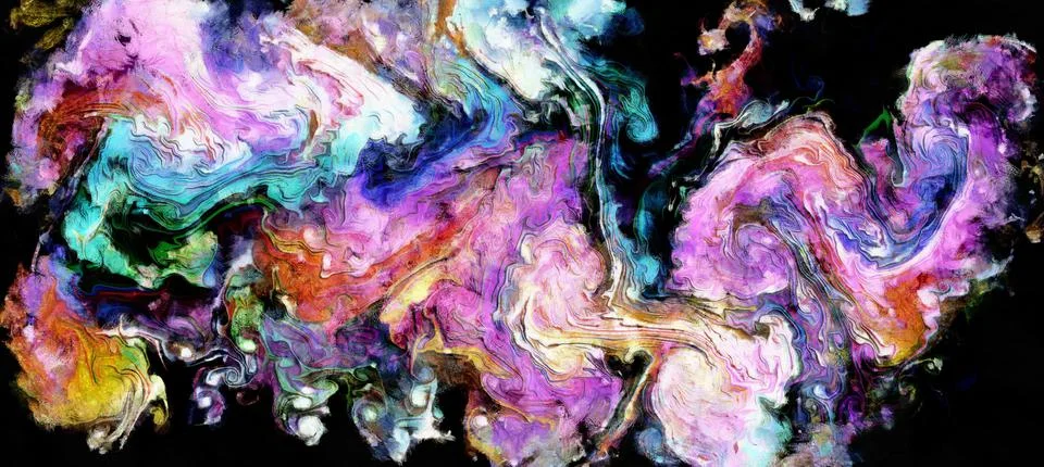 Flowing digital abstract fluid patterns - painterly style watercolor bright acry Illustrazione stock