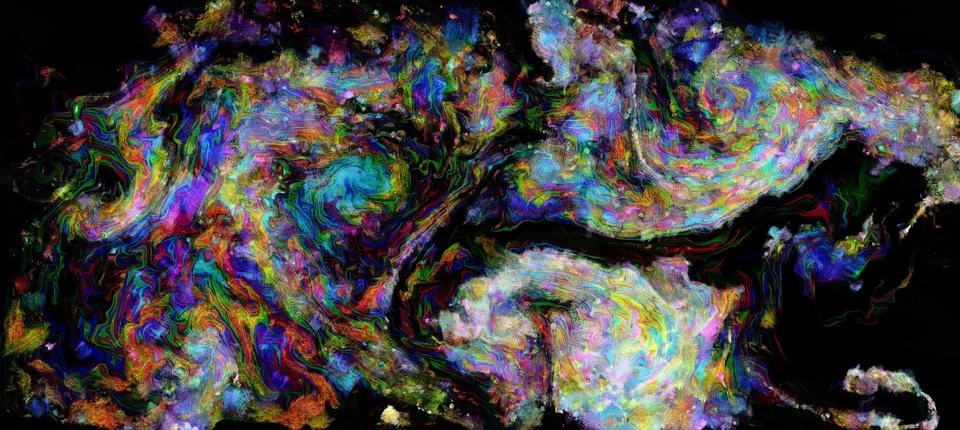Flowing digital abstract fluid patterns - painterly style watercolor bright acry Illustrazione stock