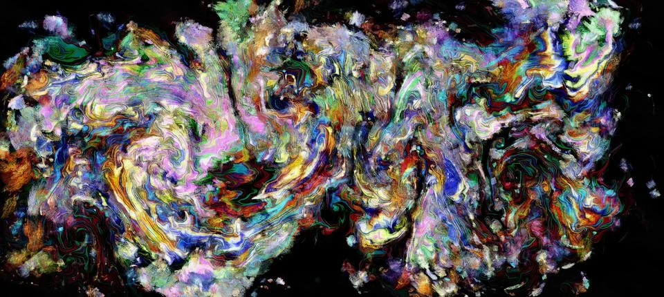 Flowing digital abstract fluid patterns - painterly style watercolor bright acry Illustrazione stock
