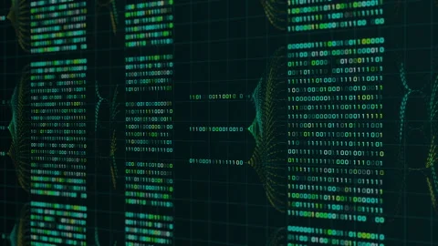 Flowing Digital Binary Code and Numbers on a Tech Screen Animation. Stock Footage 318813959