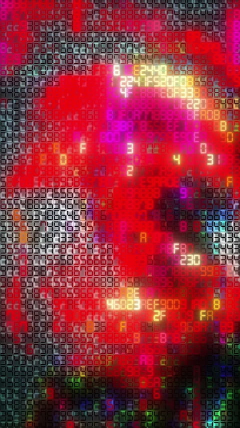 Flowing digital hexadecimal code data stream Stock-Footage 346400724