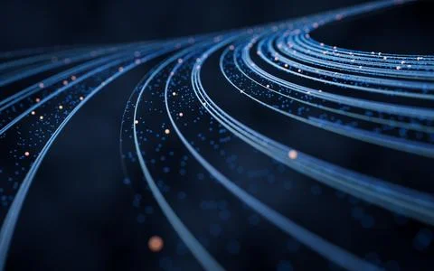 Flowing digital lines background, 3d rendering. Stock Illustration