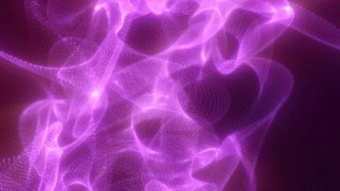 Flowing digital purple particles form a dynamic, mist-like mesh structure イラスト素材