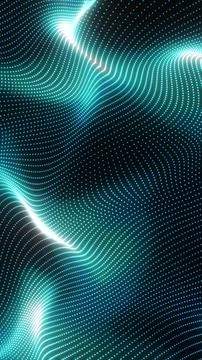 Flowing digital waves of glowing cyan dots forming a futuristic abstract surf 스톡 일러스트