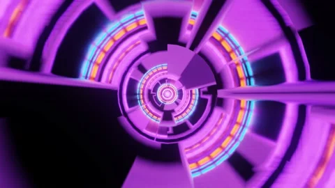Flowing Disc Aesthetic Illusion 4k uhd 3d rendering vj loop Stock Footage 141382267