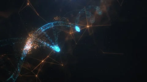 Flowing DNA Strand with Connected Molecular Particles Genome Research Biotech Stock Footage 337557697