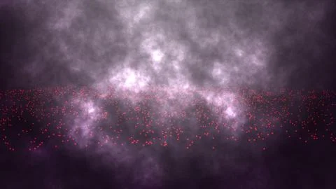Flowing dot and smoke particles wave isolated on smoke background. Abstract.. Stock Illustration