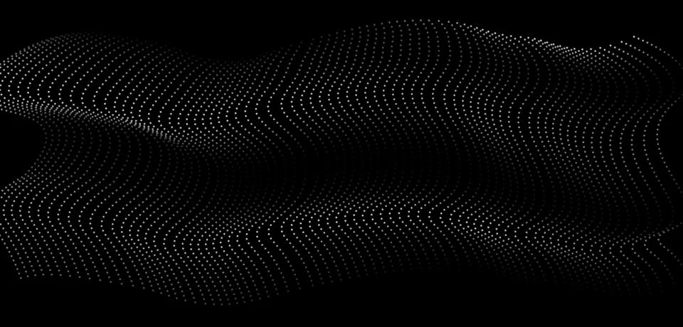 Flowing dot particles wave 3D curve pattern blue and green gradient light Illustrazione stock