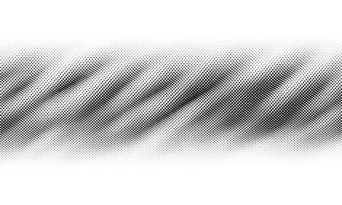 Flowing dot particles wave pattern halftone black gradient smooth curve shape Stock Illustration