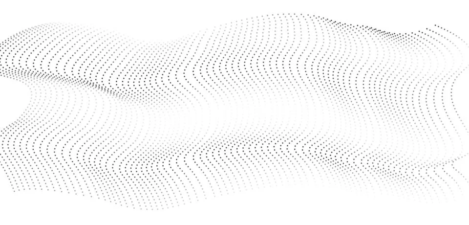 Flowing dots particles wave pattern 3D. Illustrazione stock