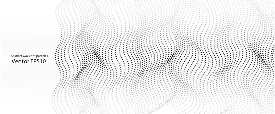 Flowing dots particles wave pattern 3D curve halftone black gradient curve shape Illustrazione stock