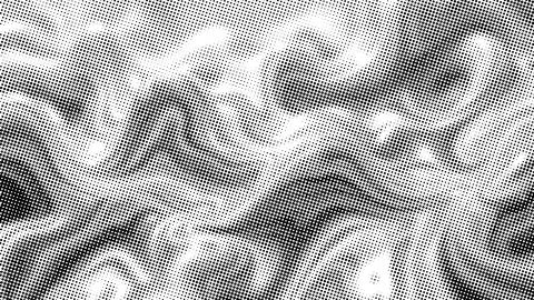 Flowing dots particles wave pattern halftone black gradient shape isolated on Stock Illustration