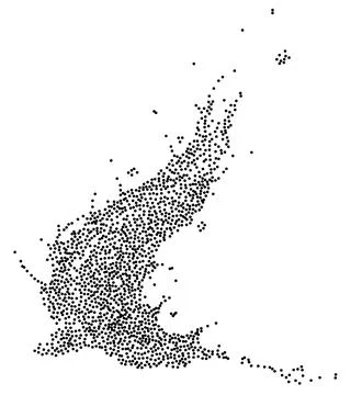 Flowing dotted particles flame Stock Illustration