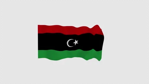 Flowing Drifting Libya National Flag Loop Alpha Channel Video stock 342553813