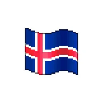 Flowing flag of Iceland	 Stock Illustration