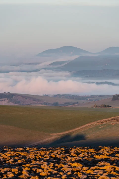 Flowing fog down in the valley Stock Footage 288725840