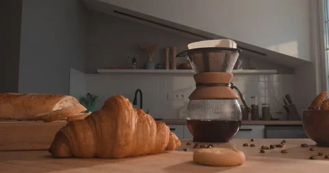 Flowing fresh ground coffee. Drip brewing Stock Footage 243518202