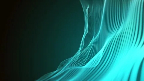Flowing ghostly blue wavy lines on dark tech background Stock Footage 341349240