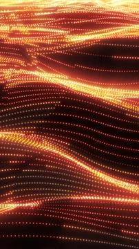 Flowing golden data waves made of glowing dots, representing digital signal.. 스톡 일러스트