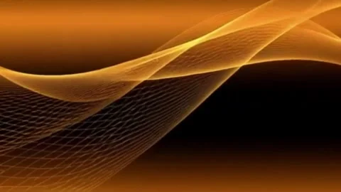 Flowing golden light waves and a subtle wireframe mesh pattern Stock Footage 340318502