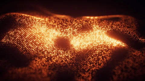 Flowing golden wave particles background, 3d rendering. Stock Footage 341305295