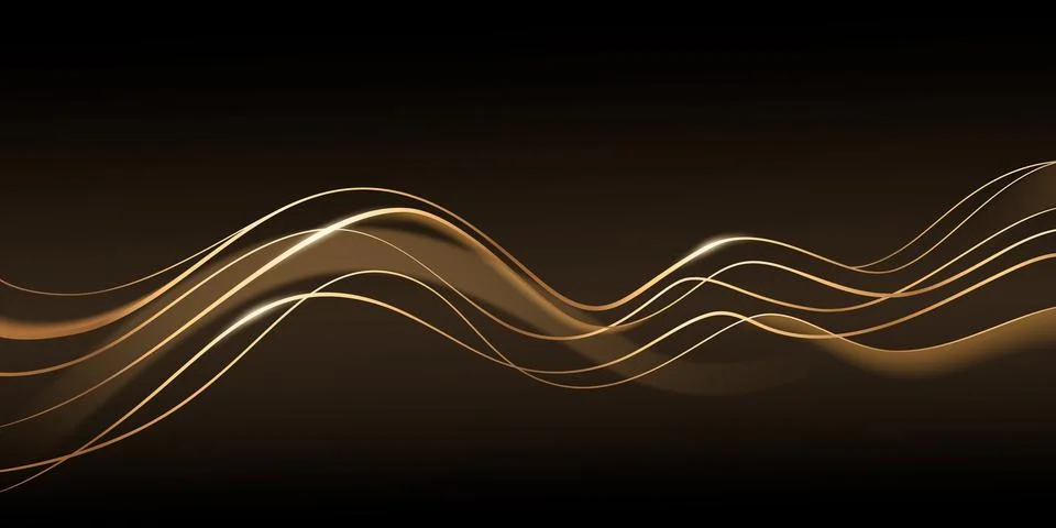 Flowing golden wave patterns Stock Illustration