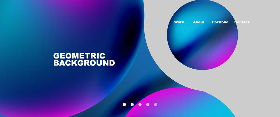 Flowing gradient colors and round elements and circles. Vector illustration for Illustrazione stock