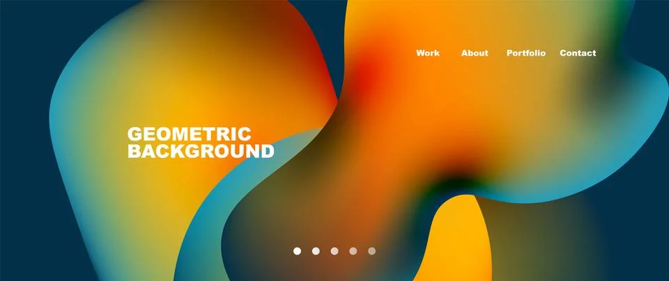 Flowing gradient colors and round elements and circles. Vector illustration for Illustrazione stock
