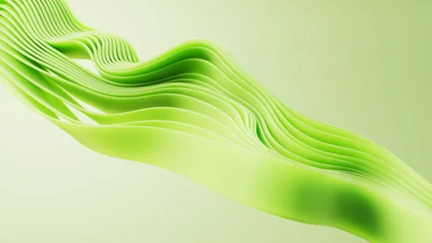 Flowing gradient green curve ribbons background, 3d rendering. Stock Footage 297563964